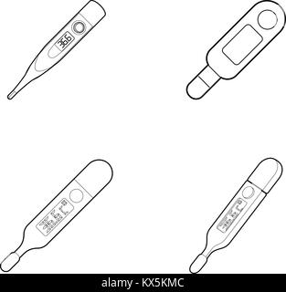 Icon Set thermomètre style du contour, Illustration de Vecteur