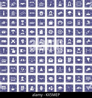 Journaliste 100 icons set grunge sapphire Illustration de Vecteur