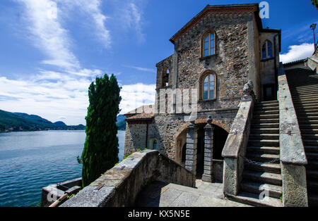 Façade d'une vieille église en Morcote, village sur le lac de Lugano, Suisse Banque D'Images