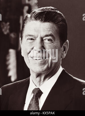 Le président Ronald Reagan (1911-2004), 40e président des États-Unis. Banque D'Images