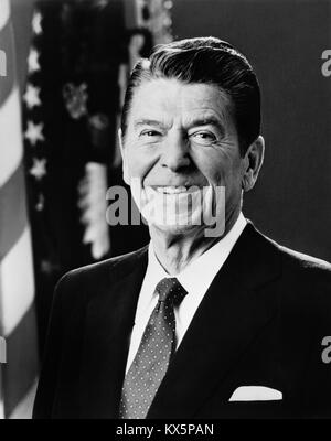 Le président Ronald Reagan (1911-2004), 40e président des États-Unis (01/20/1981 - 01/20/1989). Banque D'Images