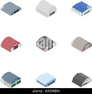 Les icônes de grange, style 3D isométrique Illustration de Vecteur