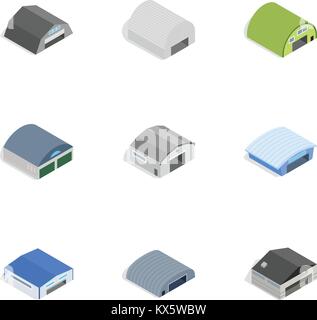 Types d'icônes de l'entrepôt, style 3D isométrique Illustration de Vecteur