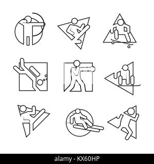 Contour de forme Multi Sport symbole abstrait Vector Illustration Graphic Design Set Illustration de Vecteur