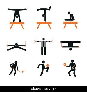 Sport gymnastique simples symbole abstrait Vector Illustration Graphic Design Set Illustration de Vecteur