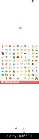 Voyage 100 icons set, cartoon style Illustration de Vecteur