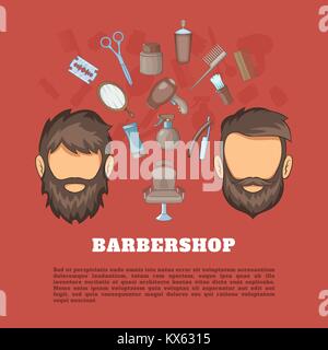 Barbershop tools concept, style cartoon Illustration de Vecteur
