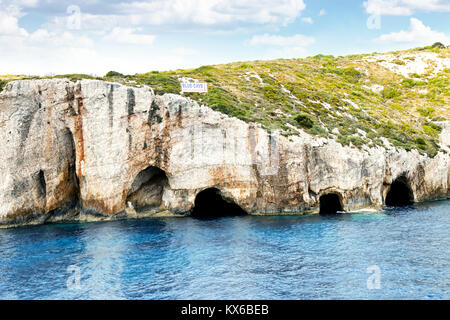 Célèbre Grottes Blue dans l'île de Zakynthos, Grèce Banque D'Images