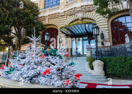 Monaco, Monte Carlo, le Casino , architecture historique, décorations de Noël, exclusif Banque D'Images