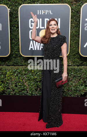 Los Angeles, Californie, USA. Jan 7, 2018. DEBRA MESSING arrive pour 75e Assemblée Golden Globe Awards qui a eu lieu au Beverly Hilton. Credit : HFPA/AdMedia/ZUMA/Alamy Fil Live News Banque D'Images