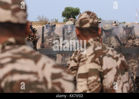 Les Marines, soldats marocains sur la tactique non létales, armes au cours de l'African Lion '10 Banque D'Images