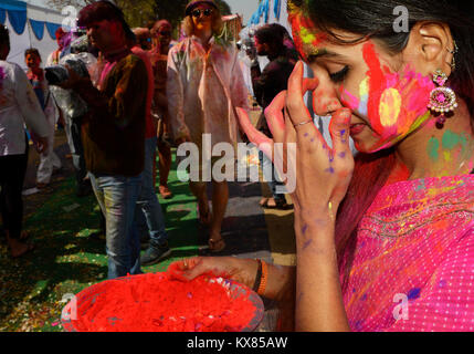 La célébration du Festival Holi en Inde Banque D'Images