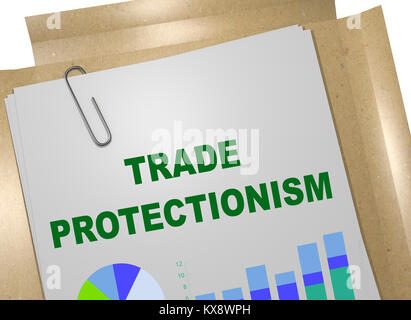 3D illustration du protectionnisme commercial titre sur business document Banque D'Images