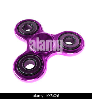 Fidget violet spinner, le stress et le soulagement de l'anxiété, doigt toy, 3d illustration isolé sur fond blanc Banque D'Images