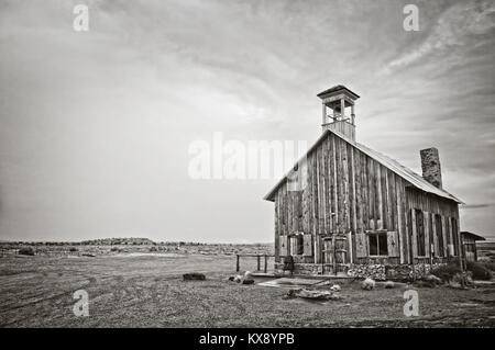 Ancienne église en bois près de Moab, Utah - la photographie noir et blanc Banque D'Images