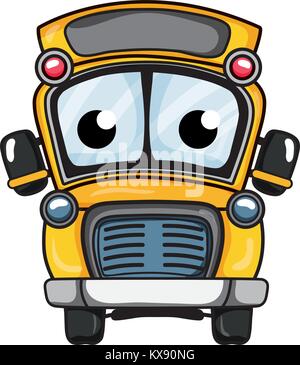 Offres et cute kawaii d'autobus scolaires Illustration de Vecteur