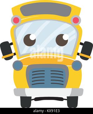 Mignon coloré et tendre school bus kawaii Illustration de Vecteur