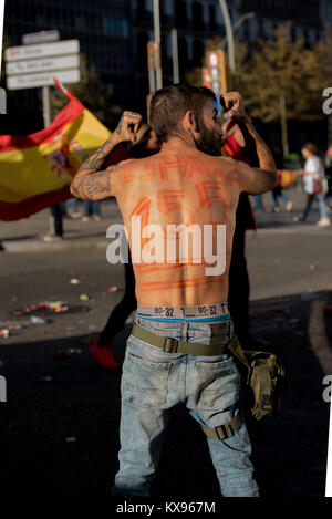 Les partisans de l'indépendance à Barcelone, Espagne. Le 29 octobre. 2017 Banque D'Images