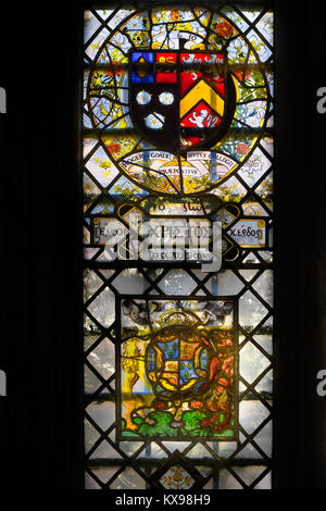 Dix-septième siècle vitrail dans la Chapelle du Fondateur du King's College, Université de Cambridge, Angleterre. Banque D'Images