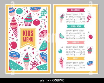 Menu pour enfants coloré mignon Illustration de Vecteur