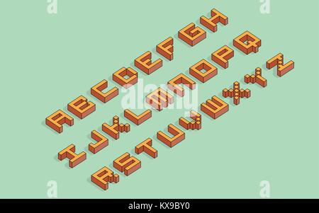 3D 8 bits lettres isométrique Illustration de Vecteur