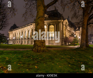 PARIS, FRANCE - 02 décembre 2017 : Le Petit Palais au crépuscule à Paris France. Le Petit Palais (Petit Palais) est un musée à Paris France Banque D'Images