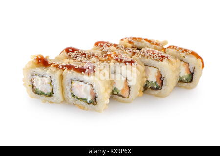 Sex sushi roll isolé sur fond blanc Banque D'Images