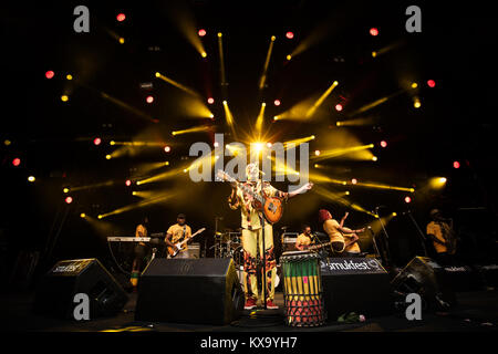 Le légendaire chanteur de reggae, musiciens et compositeur Jimmy Cliff effectue au Danish Music Festival Festival 2014 Skanderborg / Smukfest. Le Danemark, 09/08 2014. Banque D'Images