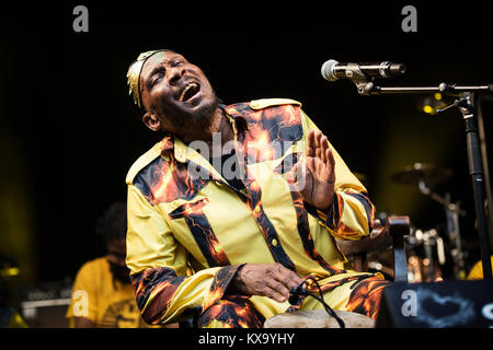 Le légendaire chanteur de reggae, musiciens et compositeur Jimmy Cliff effectue au Danish Music Festival Festival 2014 Skanderborg / Smukfest. Le Danemark, 09/08 2014. Banque D'Images