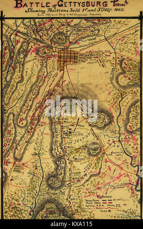 Bataille de Gettysburg, Penna.. Montrant des positions détenues 1er et 3e juillet 1863. Banque D'Images