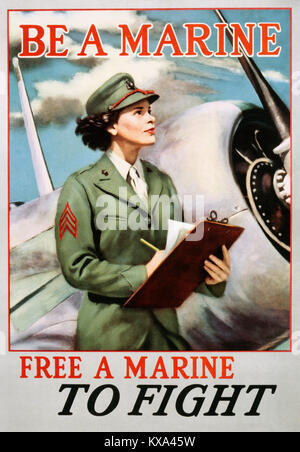 Affiche de recrutement pour l'US Marine Corps, les femmes Banque D'Images