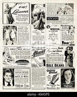 1940 old vintage annonces originale typique de la période de la publicité dans les magazines vers 1947 lorsque les fournitures sont encore restreintes en vertu de rationnement de l'après-guerre Banque D'Images