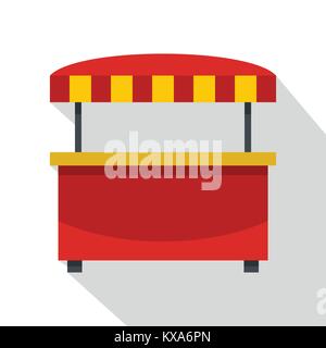 Kiosque magasin en rouge et jaune sur l'icône d'ébarbage Illustration de Vecteur