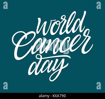 Journée mondiale contre le cancer - vector hand drawn lettrage pinceau Illustration de Vecteur