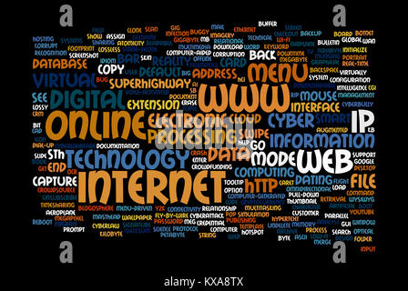 Mots clés liés à l'internet et web conçu en différentes tailles et orientations Banque D'Images