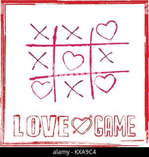 Valentine's day card tic tac toe jeu avec coeurs pour concept jeu de l'amour Illustration de Vecteur