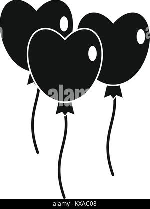Trois ballons en forme d'icône en forme de cœur Illustration de Vecteur