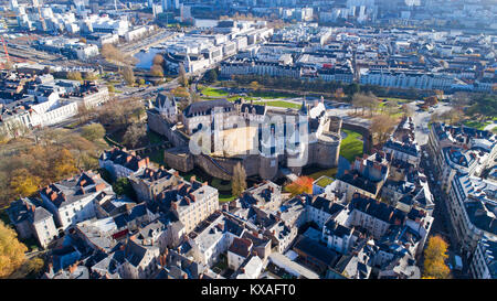 Photographie aérienne du château de Nantes à l'automne 2017 Banque D'Images