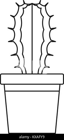 Cactaceae cactus dans un pot, l'icône de style contour Illustration de Vecteur