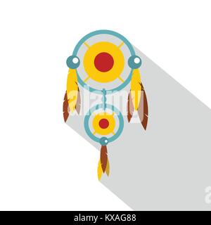 Dreamcatcher avec plumes colorées icon Illustration de Vecteur