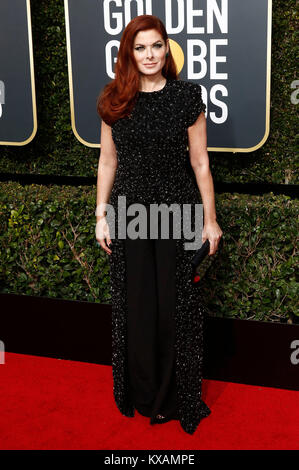 Los Angeles, USA. 07Th Jan, 2018. Debra Messing assiste à la 75e Assemblée Golden Globe Awards tenue à l'hôtel Beverly Hilton le 7 janvier 2018 à Beverly Hills, Californie. Credit : Geisler-Fotopress/Alamy Live News Banque D'Images