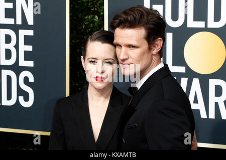 Los Angeles, USA. 07Th Jan, 2018. Claire Foy et Matt Smith assister à la 75e Assemblée Golden Globe Awards tenue à l'hôtel Beverly Hilton le 7 janvier 2018 à Beverly Hills, Californie. Credit : Geisler-Fotopress/Alamy Live News Banque D'Images