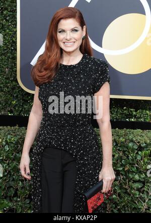 Debra Messing aux arrivées pour 75e Assemblée Golden Globe Awards - Arrivals 3, le Beverly Hilton Hotel, Los Angeles, CA 7 janvier 2018. Photo par : Dee Cercone/Everett Collection Banque D'Images