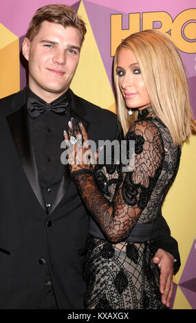 Chris Zylka et Paris Hilton assister à la partie Post HBO Golden Globe 2018 à l'hôtel Beverly Hilton le 7 janvier 2018 à Beverly Hills, Californie. Banque D'Images