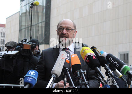 Sondierungsgespräche à Berlin, Allemagne. Jan 9, 2018. Photos de la "conversation exploratoire", mettant en vedette : Martin Schulz (SPD), où : Berlin, Allemagne /Quand : 09.01.2018 Crédit : Tahsin Ocak/Alamy Live News Banque D'Images