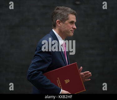 Downing Street, London, UK. Jan 9, 2018. Les ministres anciens et nouveaux à Downing Street pour la réunion hebdomadaire du cabinet sur jour suivant remaniement ministériel. Gavin Williamson, Secrétaire d'État à la défense, de partir. Credit : Malcolm Park/Alamy Live News. Banque D'Images