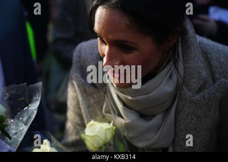 Londres, Angleterre, Royaume-Uni. Jan 9, 2018. Meghan Markle visiter Reprezent 107,3 FM station de radio. Credit : Voir Li/Alamy Live News Banque D'Images