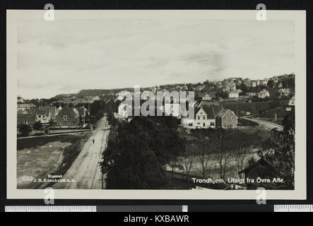 Une vue de 1553 de Trondheim, Norvège, depuis Øvre Alle, représentant les structures urbaines et les rues de la période médiévale. Banque D'Images