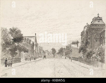Une photographie de 1883 montrant Spring Bank à Hull, en Angleterre, regardant vers les jardins botaniques. L'image capture le design urbain, le paysage urbain et les détails architecturaux du XIXe siècle. Banque D'Images
