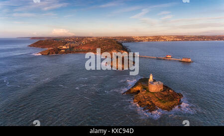 Mumbles Swansea au phare Banque D'Images